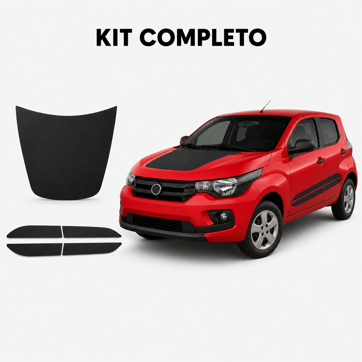 Kit Adesivo Fiat Mobi Lateral e Capô Preto Fosco