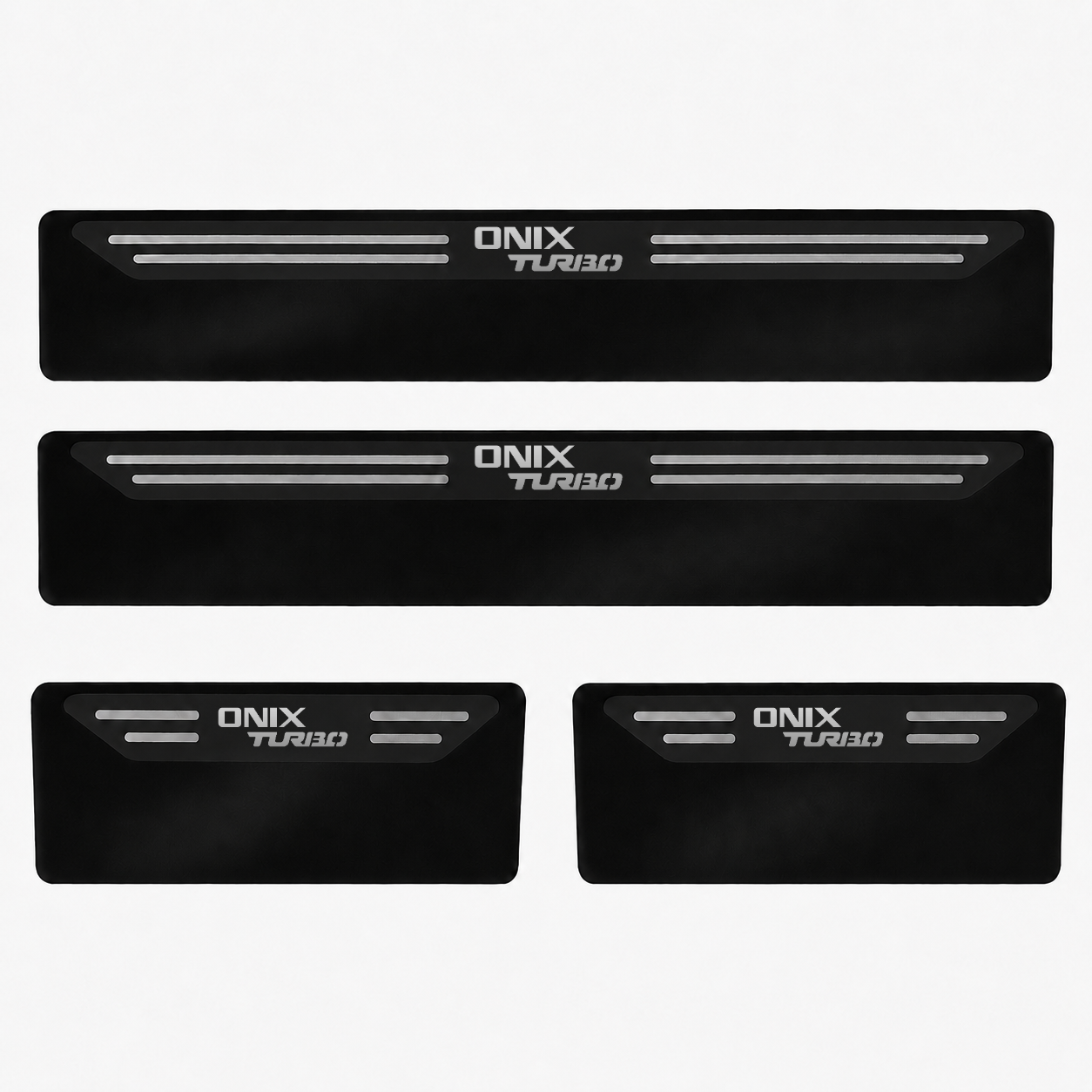 Kit soleira baixo relevo em aço inox Onix Turbo - BLACK