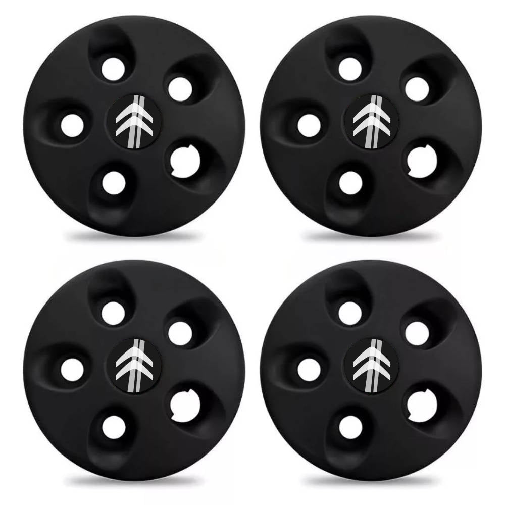 Kit Calota Jumper Centro Roda Aro 15 Com Emblema - Preta