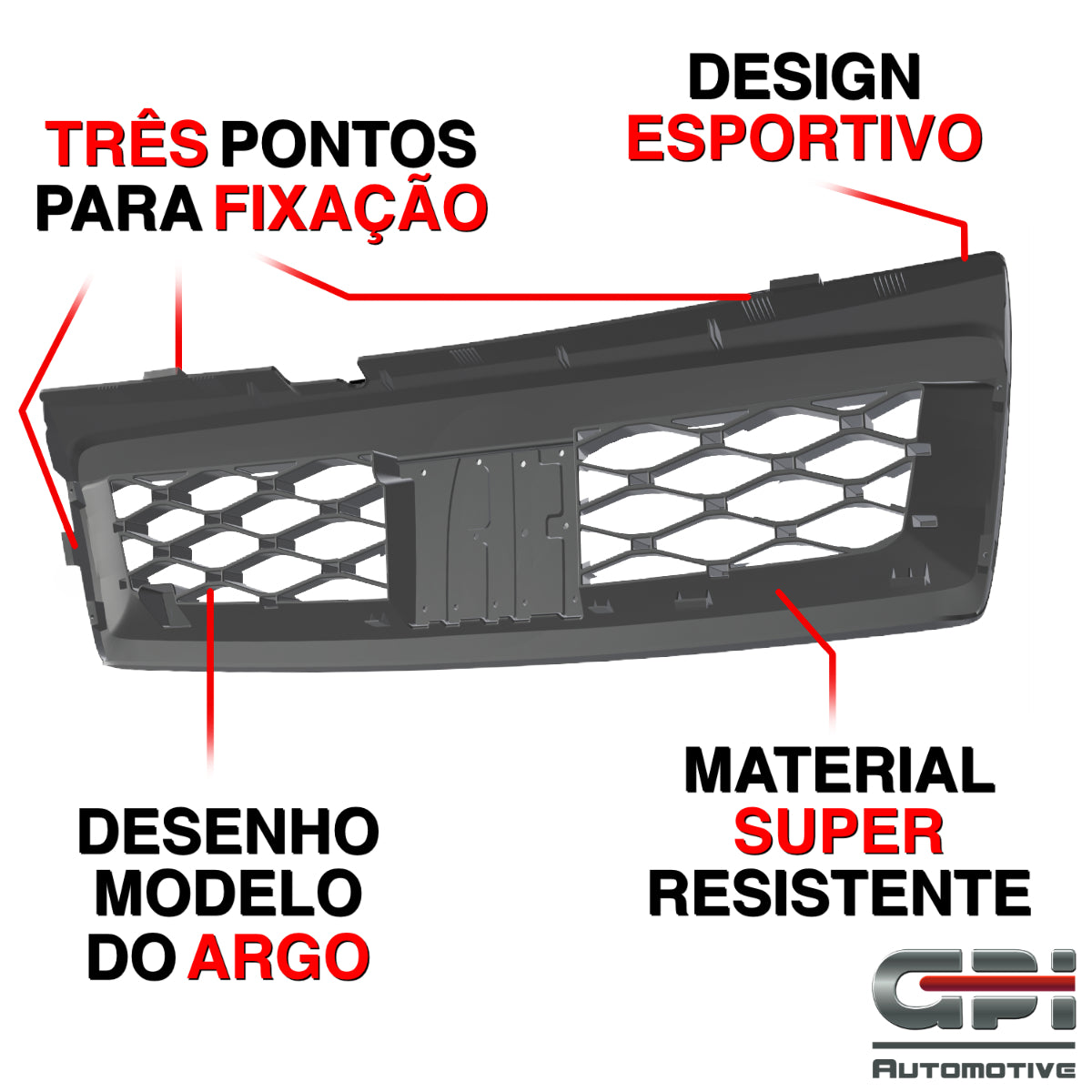 Grade Dianteira Uno Retangular Cinza - COM EMBLEMA PRETO