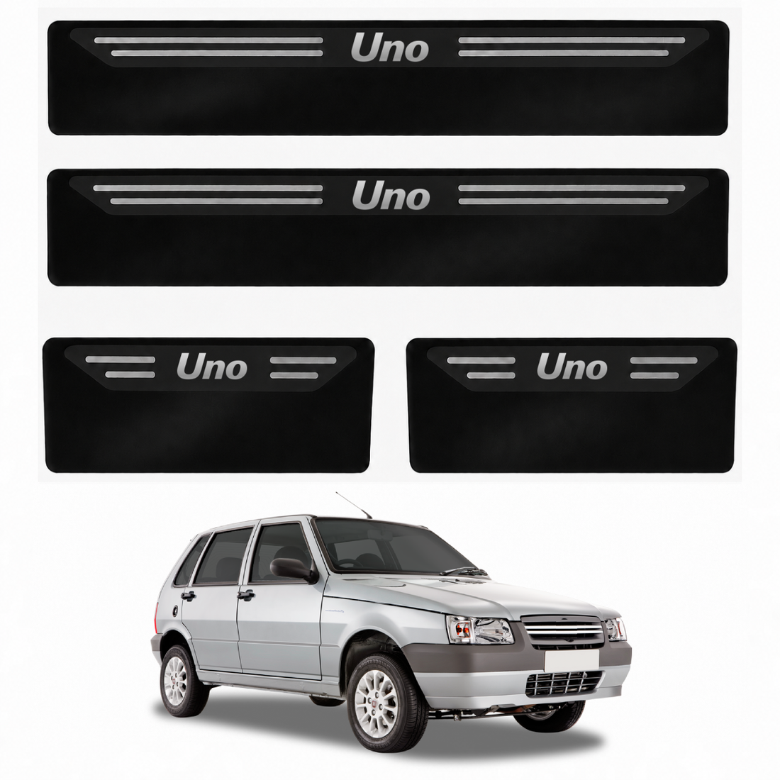 Kit soleira baixo relevo em aço inox Uno Mille - BLACK