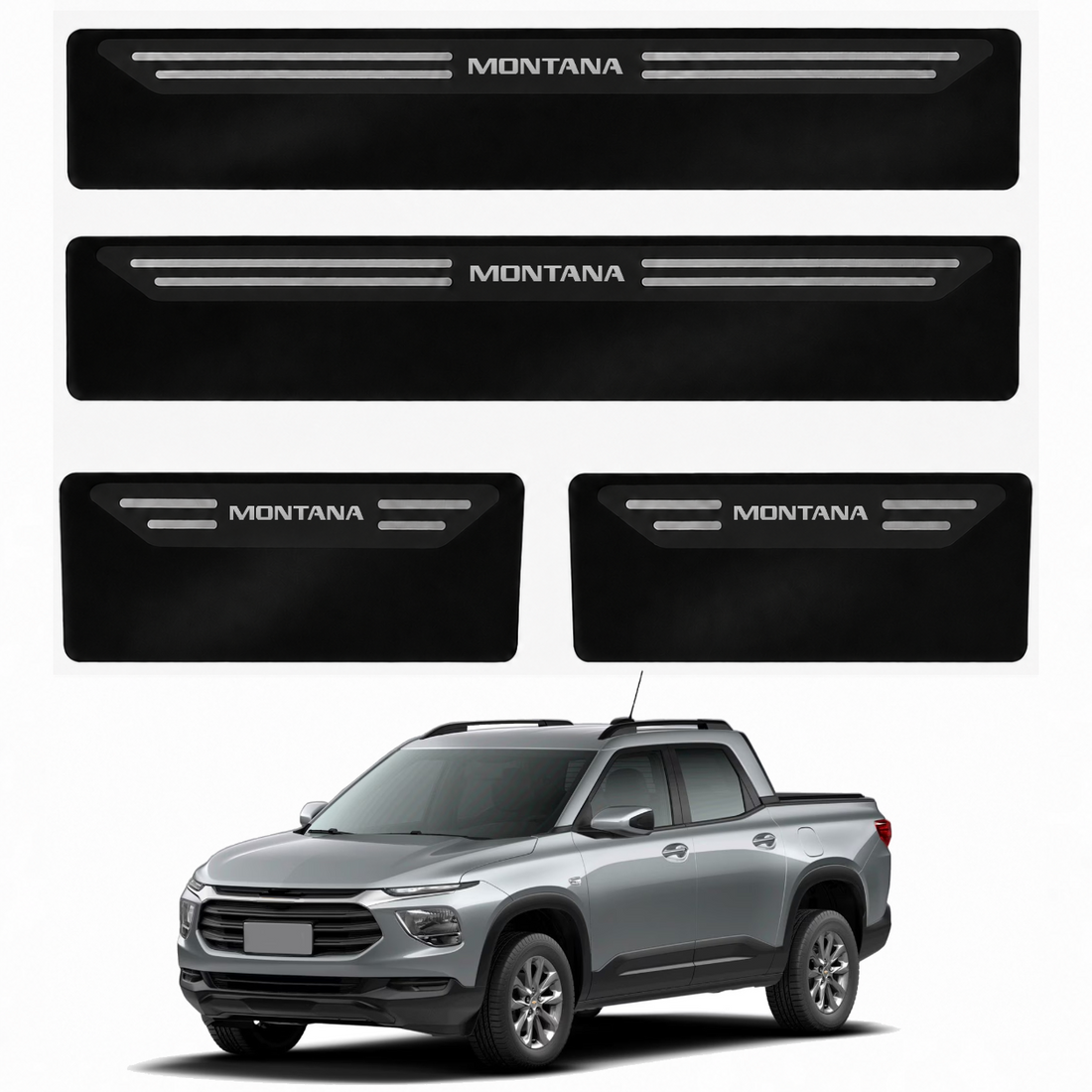 Kit soleira baixo relevo em aço inox Montana - BLACK