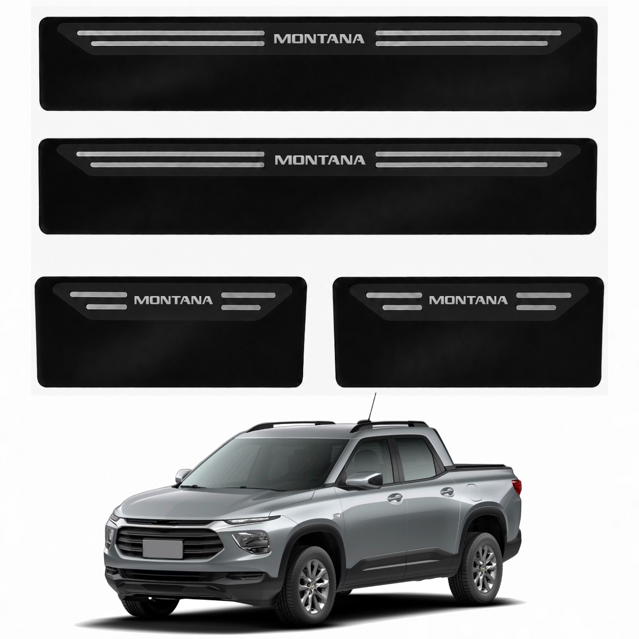 Kit soleira baixo relevo em aço inox Montana - BLACK