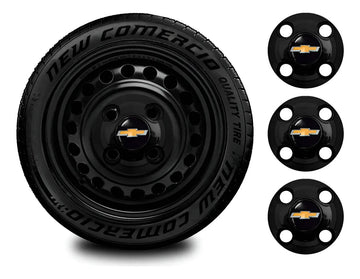 Kit Calotinhas new black Chevrolet Aro 13, 14 e 15 - Emblema Preto
