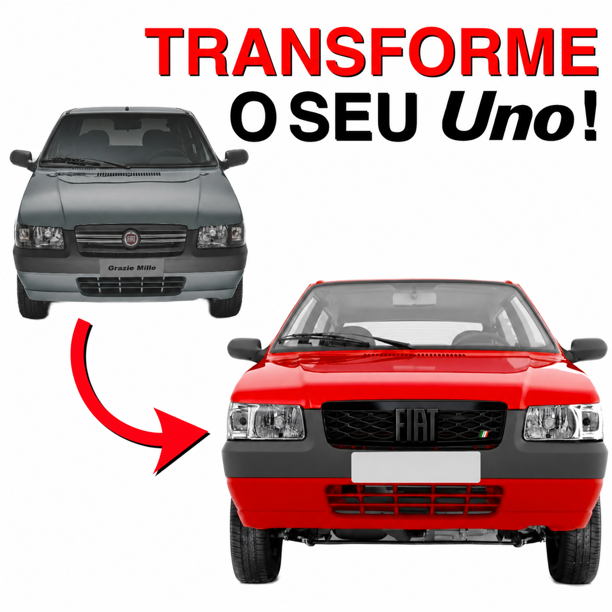 Grade Dianteira Uno Retangular - COM EMBLEMA PRETO