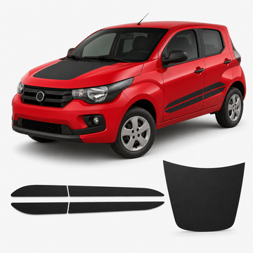 Kit Adesivo Fiat Mobi Lateral e Capô Preto Fosco
