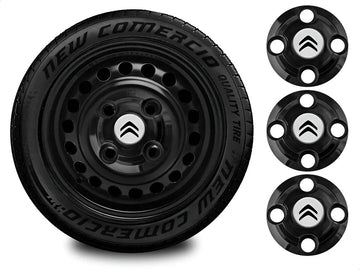 Kit Calotinhas new black Citroen C3 C4 Todos modelos Aro 13, 14 e 15 - Emblema Prata