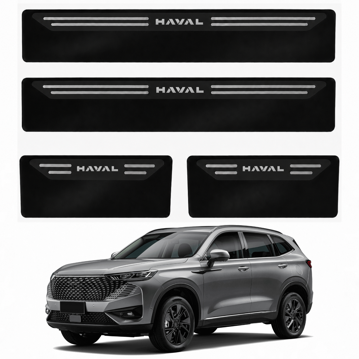 Kit soleira baixo relevo em aço inox Haval - BLACK