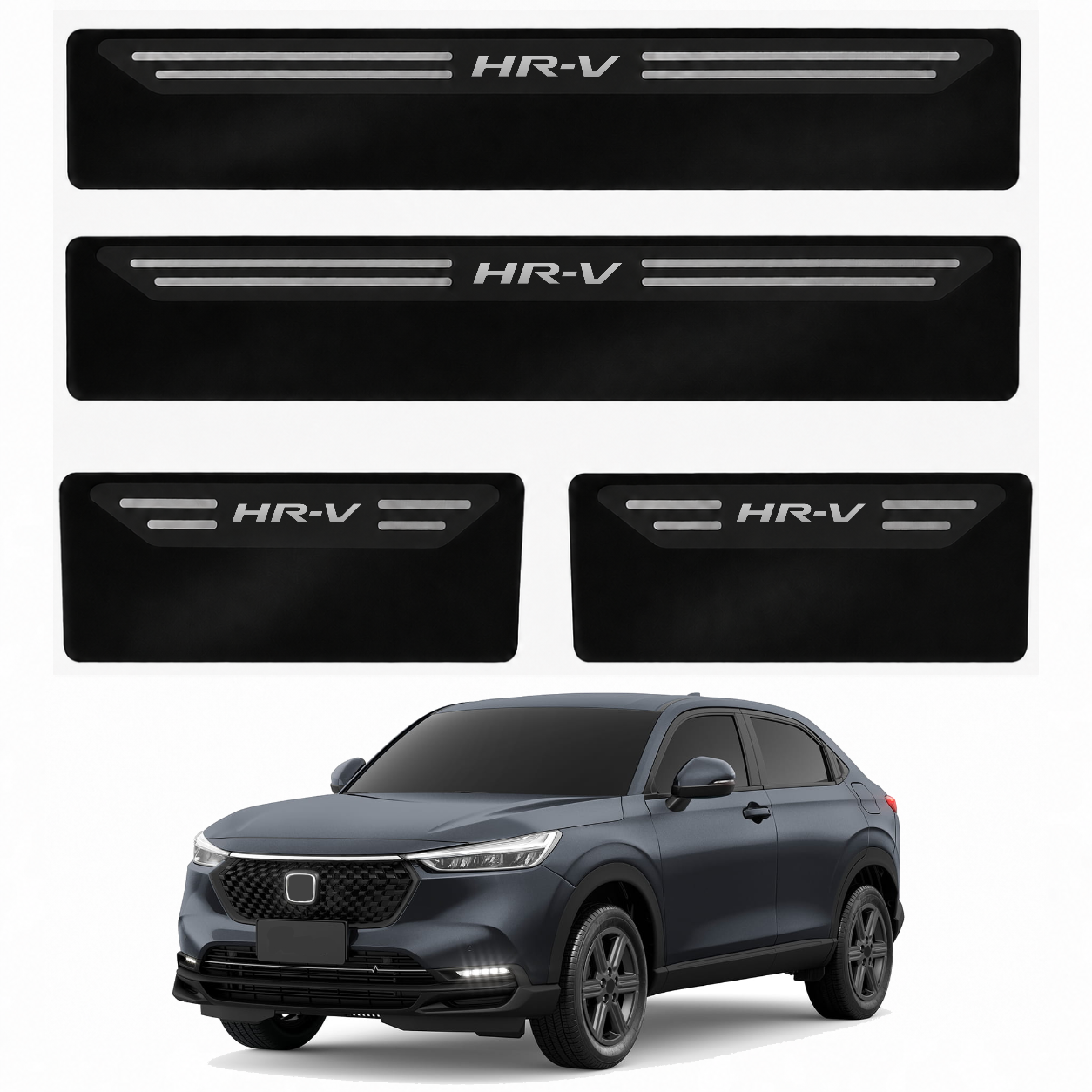 Kit soleira baixo relevo em aço inox HR-V - BLACK