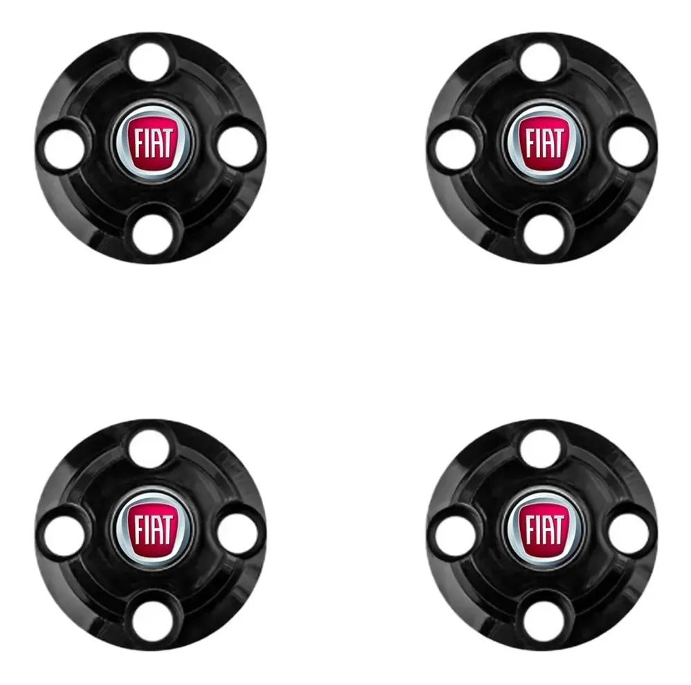 Kit Calotinhas new black Fiat Aro 13, 14 e 15 - Emblema Vermelho