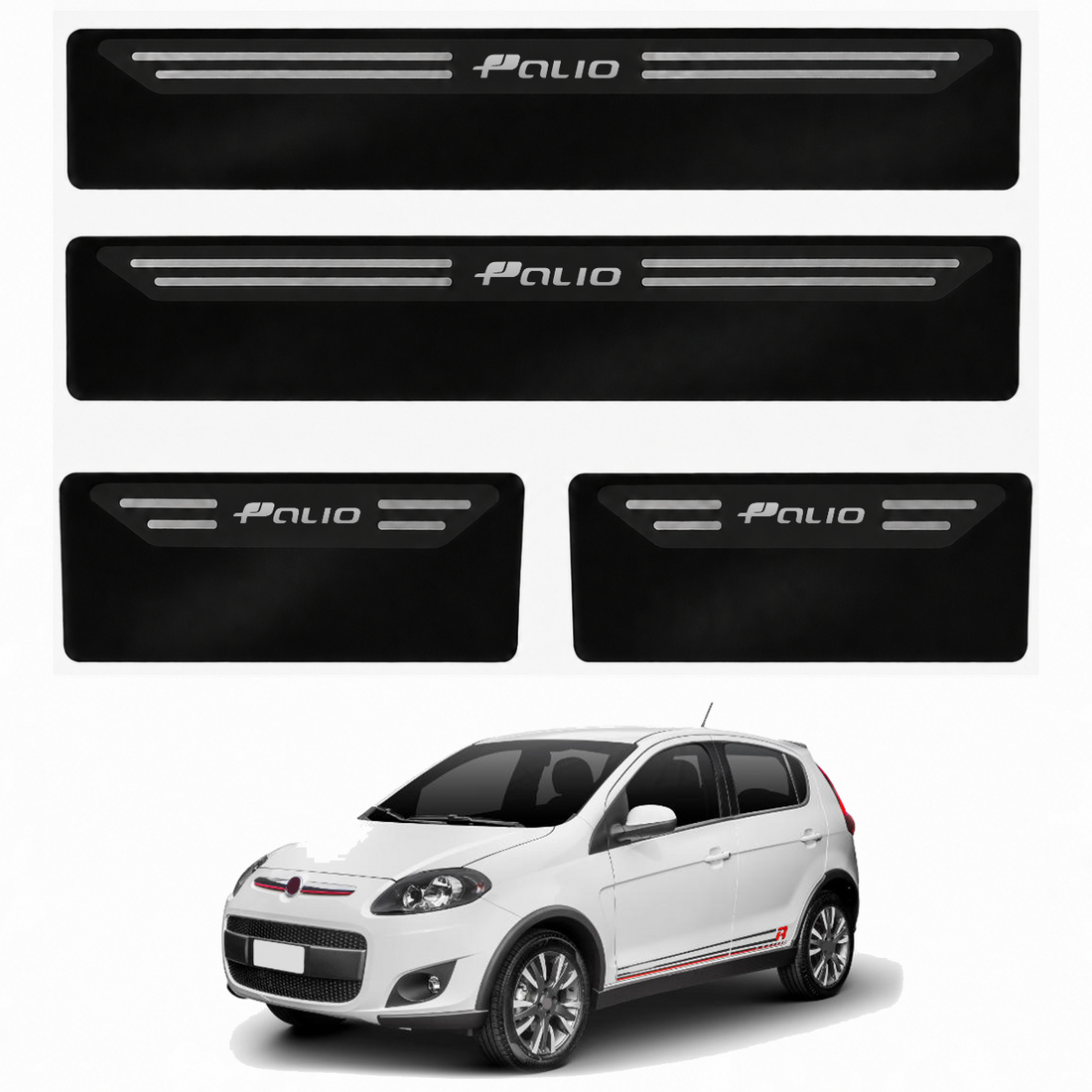 Kit soleira baixo relevo em aço inox Palio- BLACK