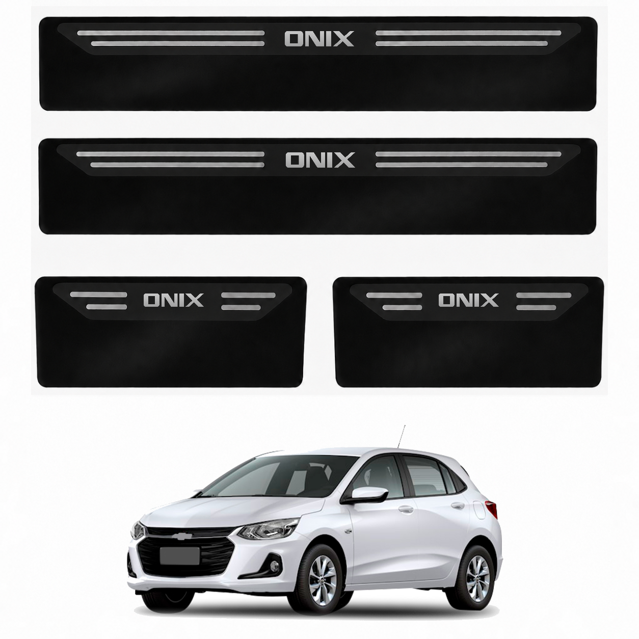 Kit soleira baixo relevo em aço inox Onix - BLACK