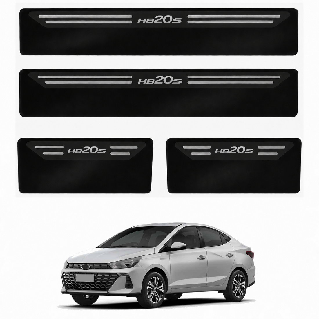 Kit soleira baixo relevo em aço inox Hb20s - BLACK