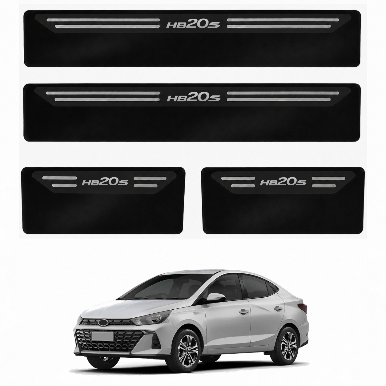 Kit soleira baixo relevo em aço inox Hb20s - BLACK
