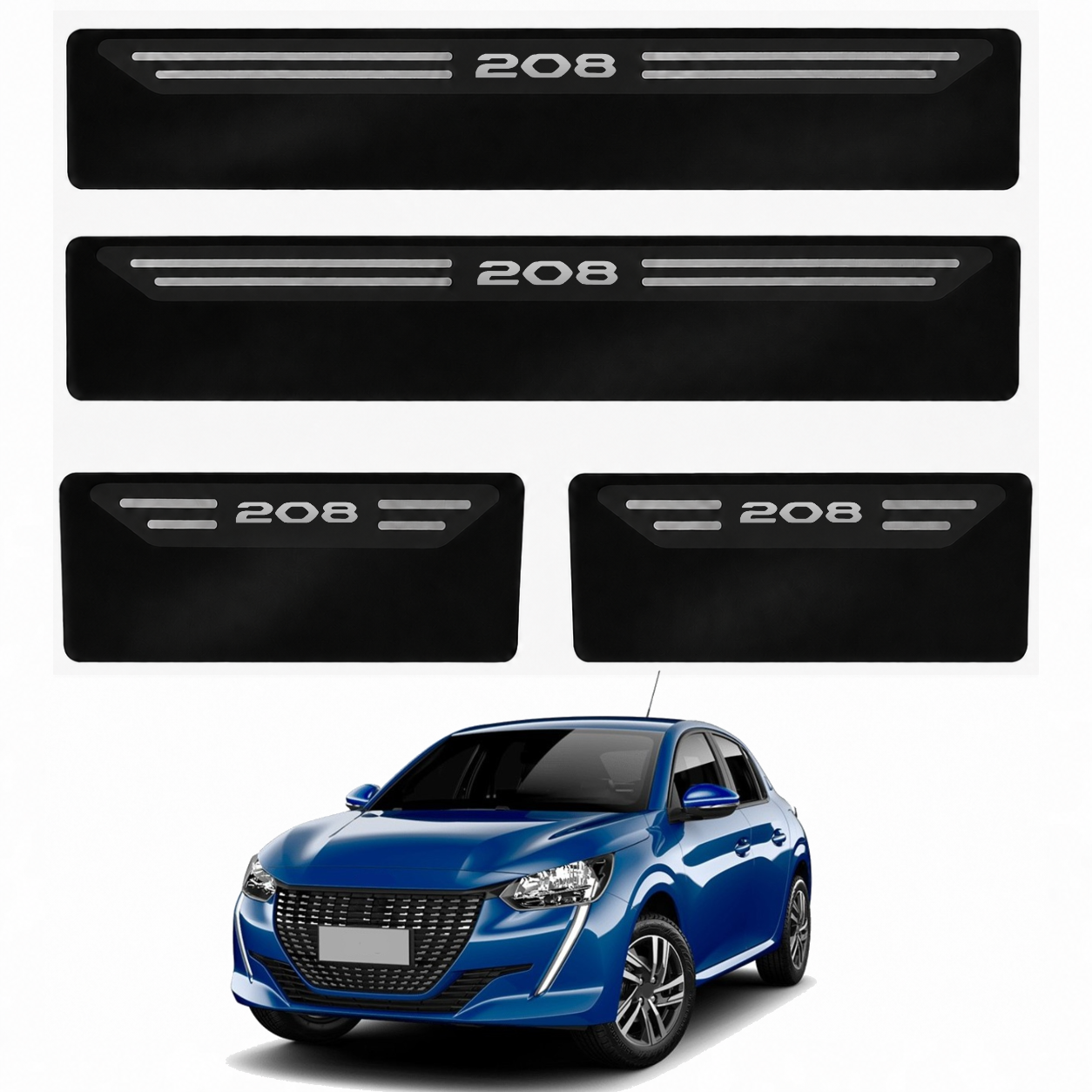 Kit soleira baixo relevo em aço inox 208 Novo - BLACK