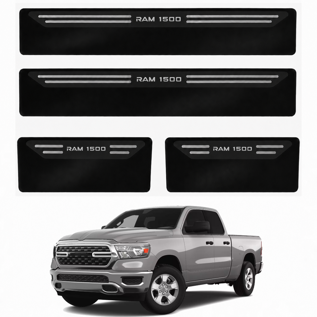 Kit soleira baixo relevo em aço inox RAM 1500- BLACK