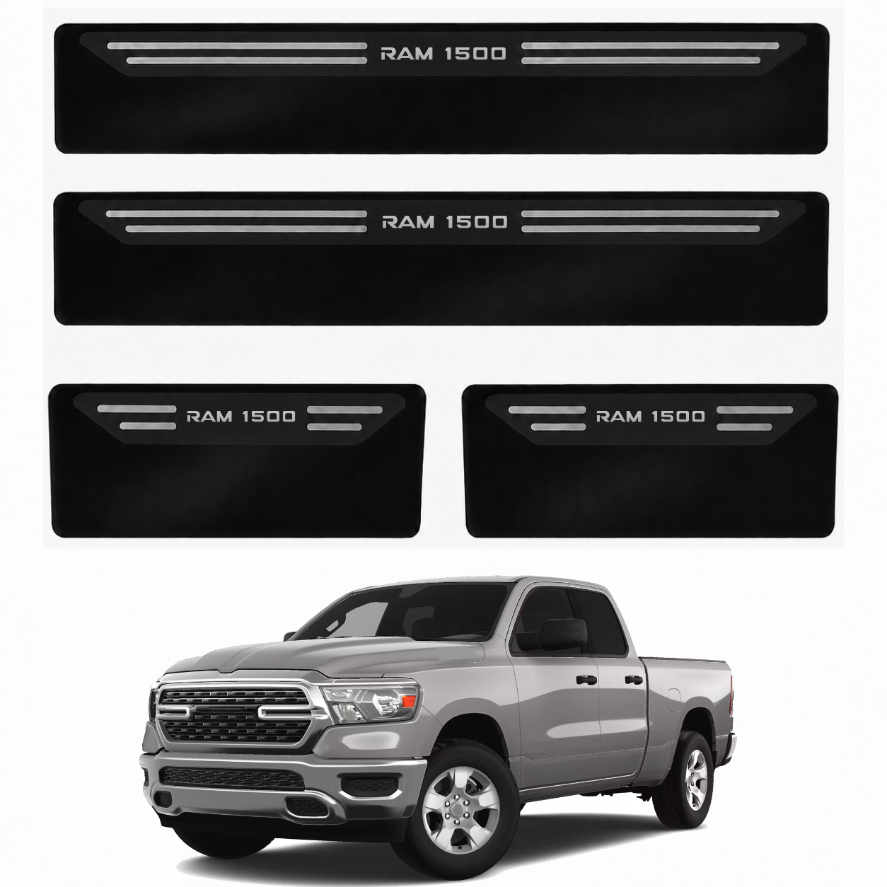 Kit soleira baixo relevo em aço inox RAM 1500- BLACK