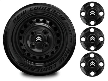 Kit Calotinhas new black Citroen C3 C4 Todos modelos Aro 13, 14 e 15 - Emblema Preto