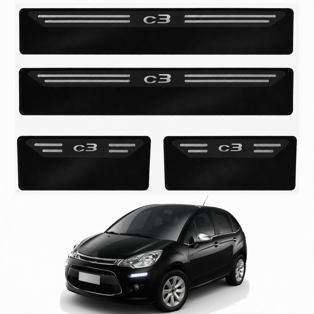 Kit soleira baixo relevo em aço inox C3  - BLACK