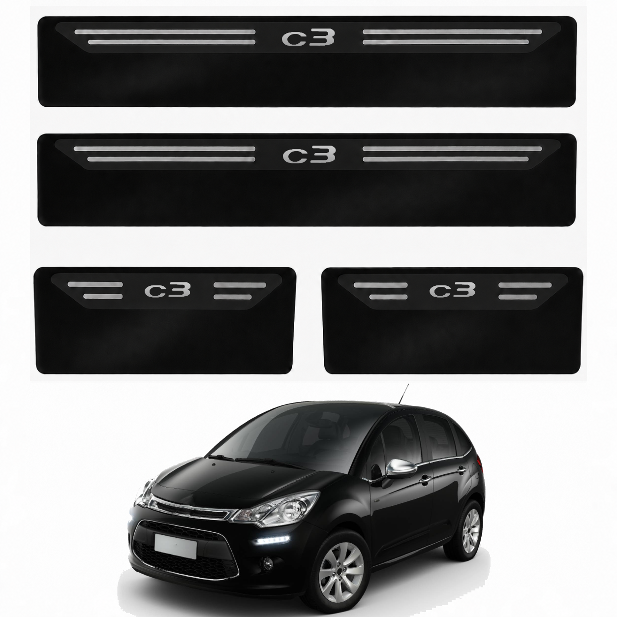 Kit soleira baixo relevo em aço inox C3  - BLACK