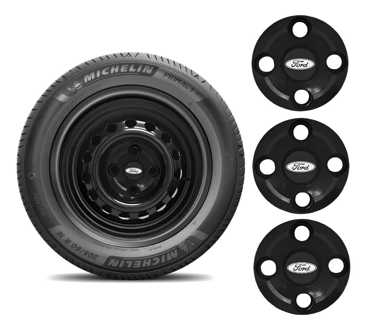 Kit Calotinhas new black Ford Aro 13, 14 e 15 - Ford Preta