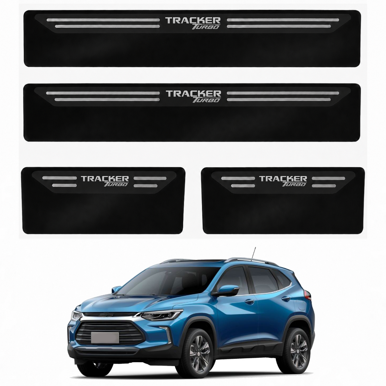Kit soleira baixo relevo em aço inox Tracker Turbo - BLACK