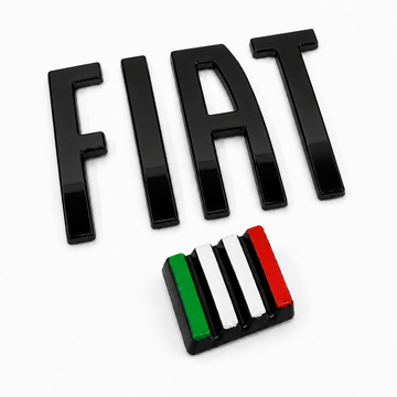 Kit Emblema Fiat Black Piano Bandeira Italia para Argo Cronos e Mobi 2021 em diante