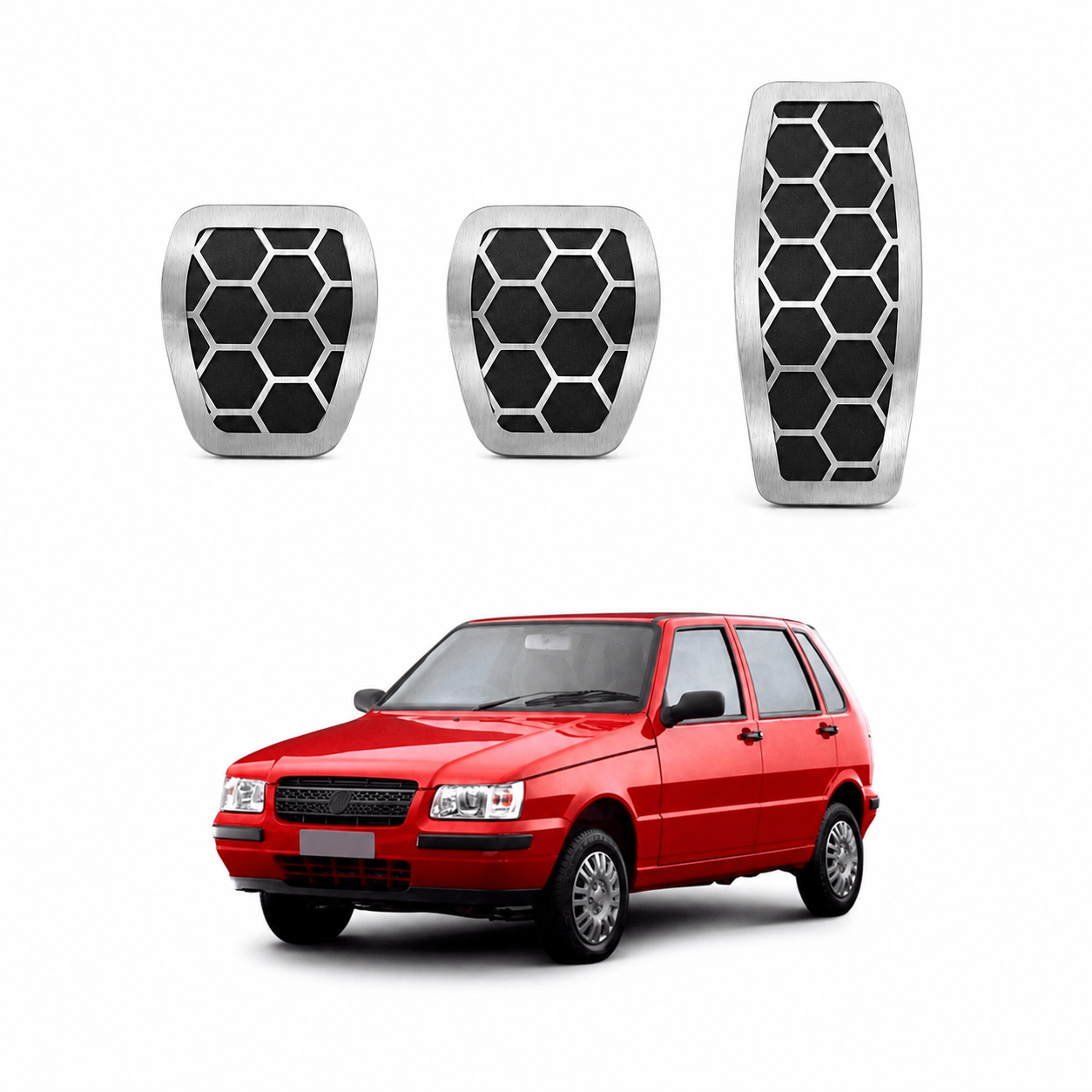Pedaleira em aço inox Fiat Uno Urban MT 2004 a 2013
