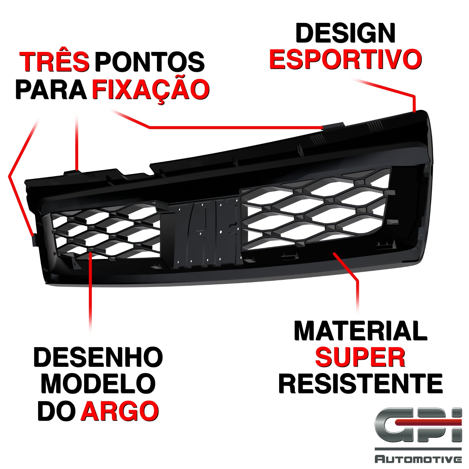 Grade Dianteira Uno Retangular - COM EMBLEMA PRETO