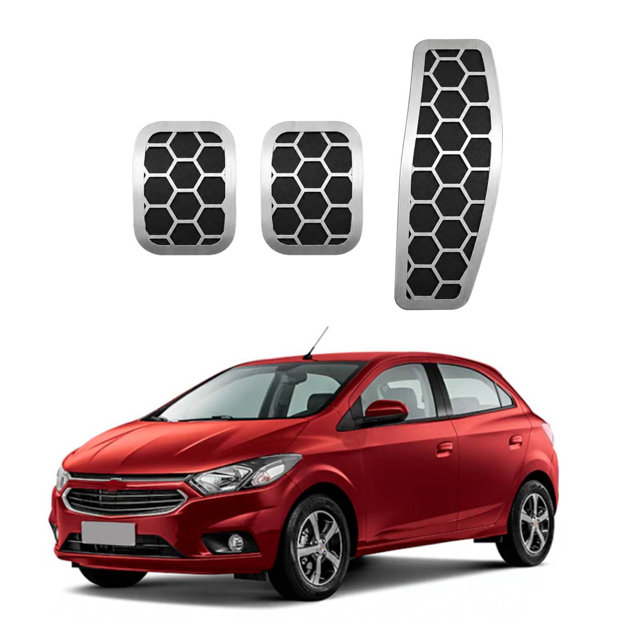 Pedaleira em aço inox Chevrolet Equinox Onix (13 19) Prisma Cobalt Cruze Tracker (12 19) Spin Joy Joy Plus Urban MT Todos os anos