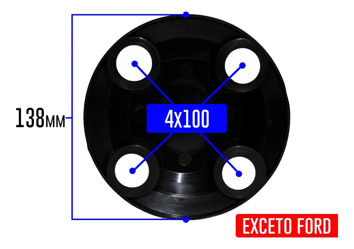 Kit Calotinhas new black Chevrolet Aro 13, 14 e 15 - Emblema Preto