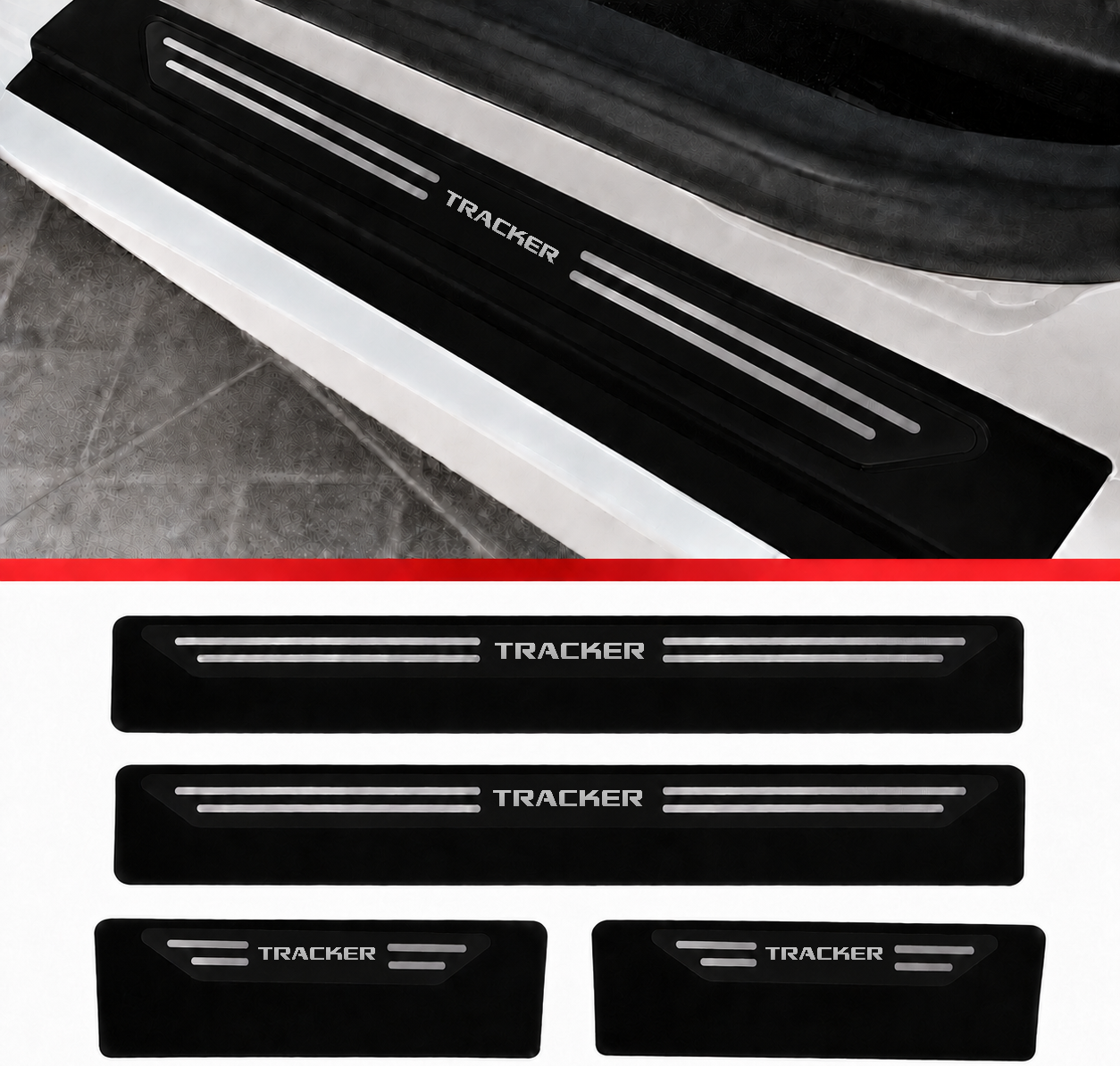 Kit soleira baixo relevo em aço inox Tracker - BLACK