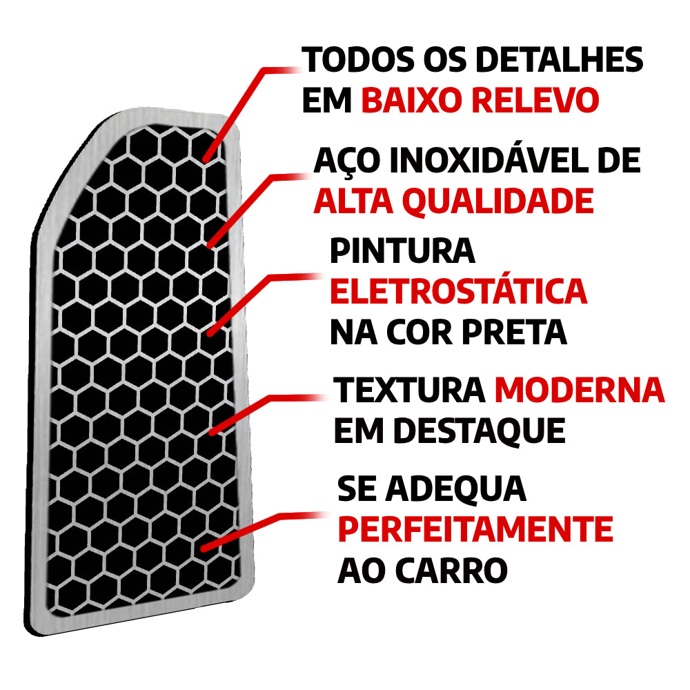 Descanso de Pé em Aço Inox Chery Tiggo 5X / Tiggo 5X Pro / Tiggo 7 / Tiggo 7 Pro Urban