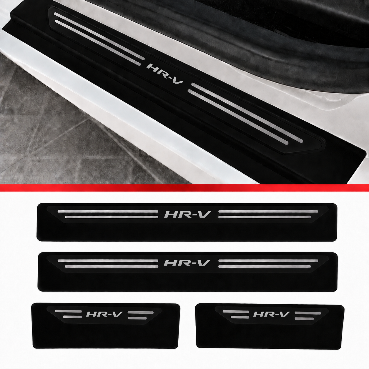 Kit soleira baixo relevo em aço inox HR-V - BLACK