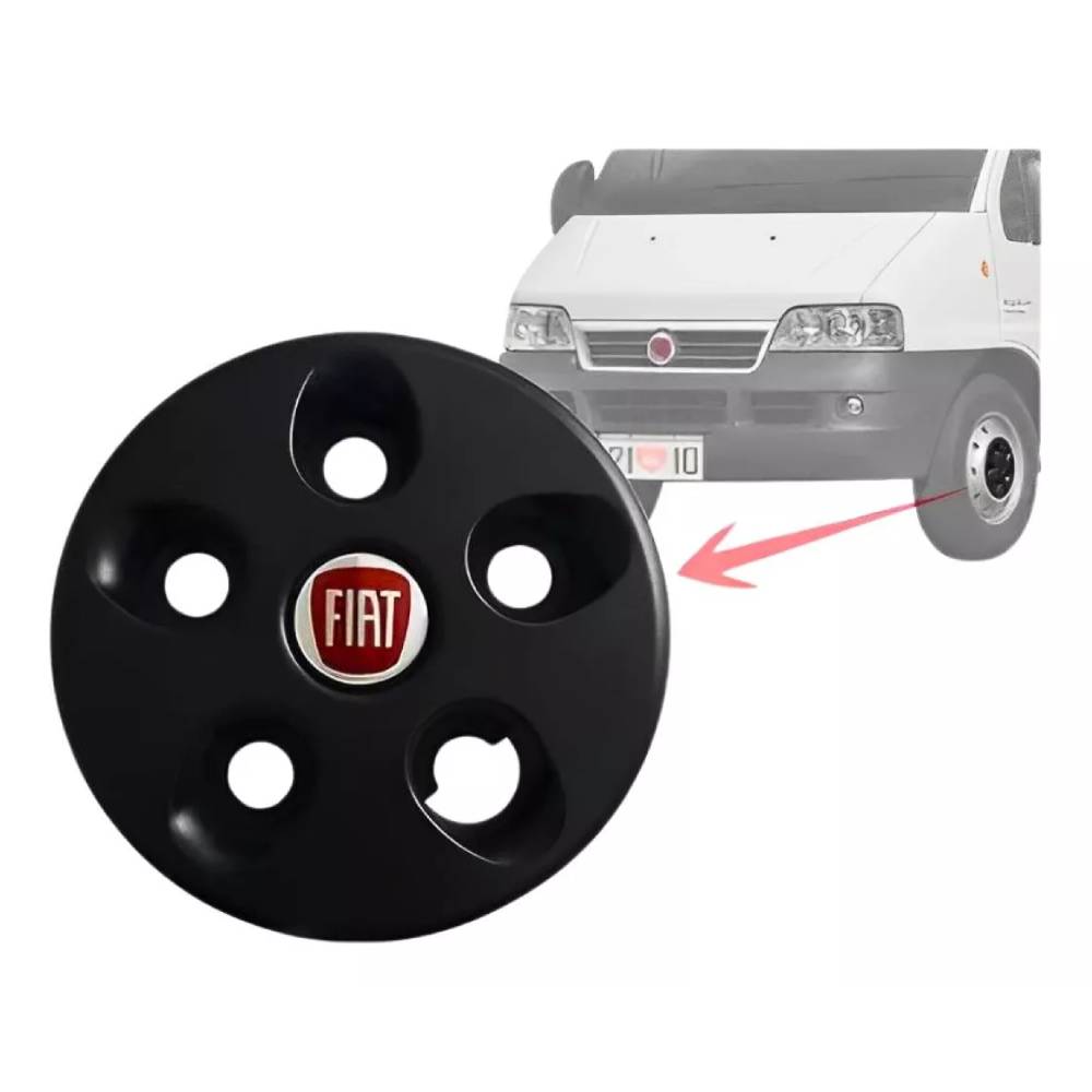 Kit Calota Ducato Centro Roda Aro 16 Com Emblema - Preta