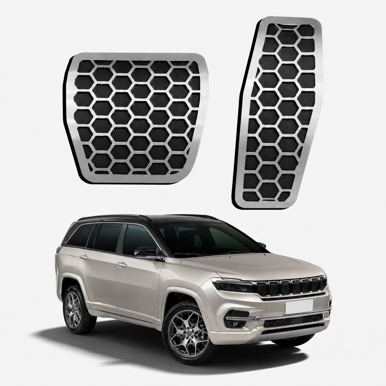 Pedaleira em aço inox Jeep Compass Renegade Commander Pulse Toro Urban AT Todos os anos