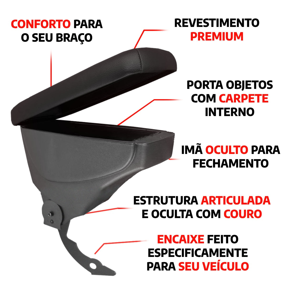 Apoio de Braço compatível com Uno Mille 1984/2012 e Palio 1996/2012