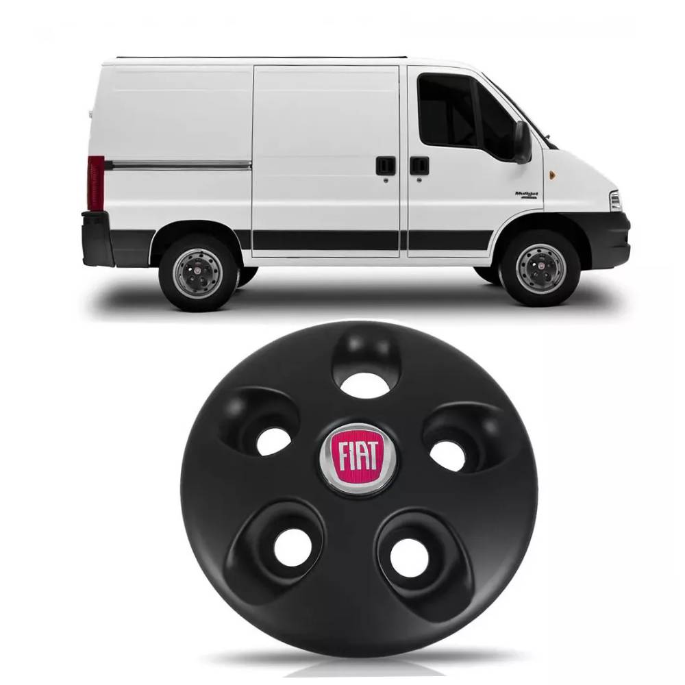 Kit 4 Calota Ducato Teto Baixo Aro 15 Preta C/emblema