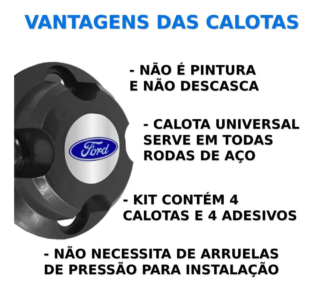 Kit Calotinhas new black Ford Aro 13, 14 e 15 - Ford Azul Fundo Prata