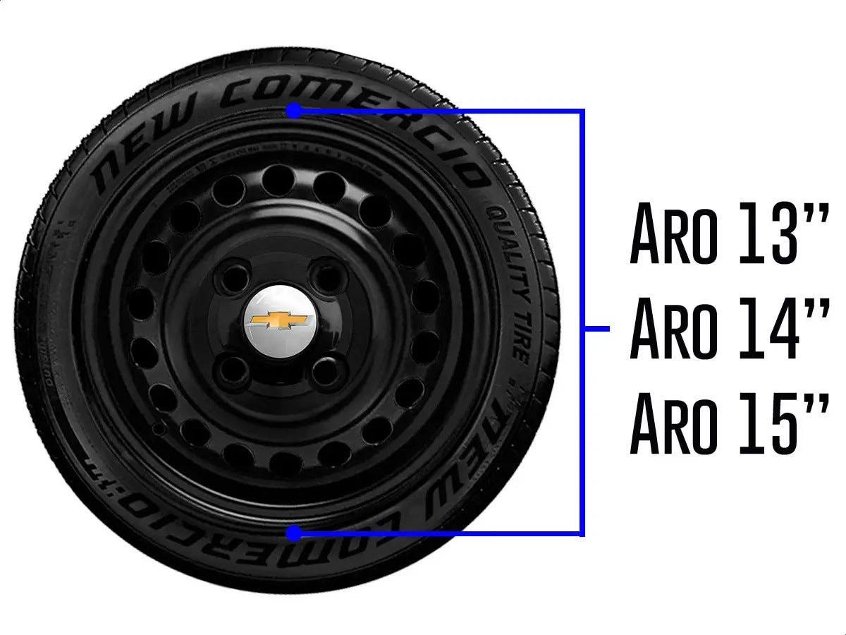 Kit Calotinhas new black Chevrolet Aro 13, 14 e 15 - Emblema Prata