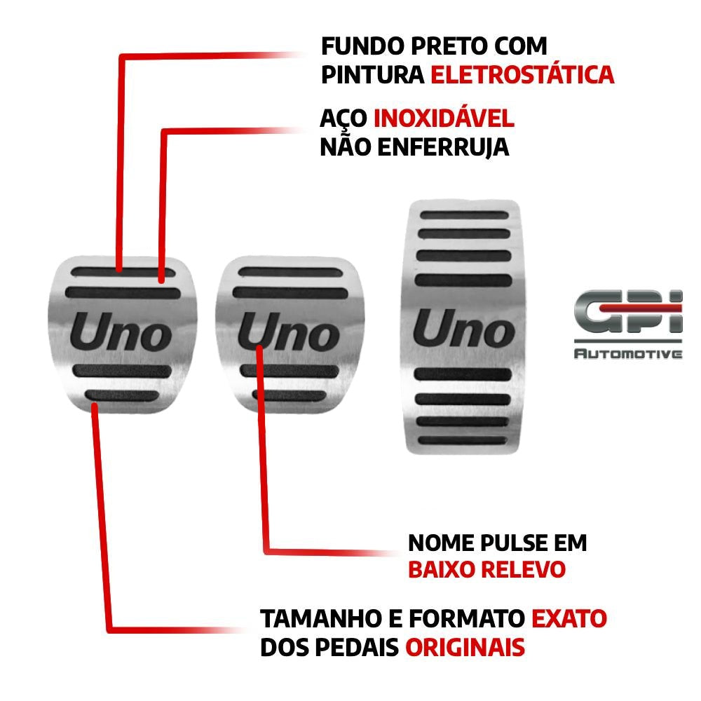 Pedaleira em Aço Inox Fiat Uno Mille 2005/2013