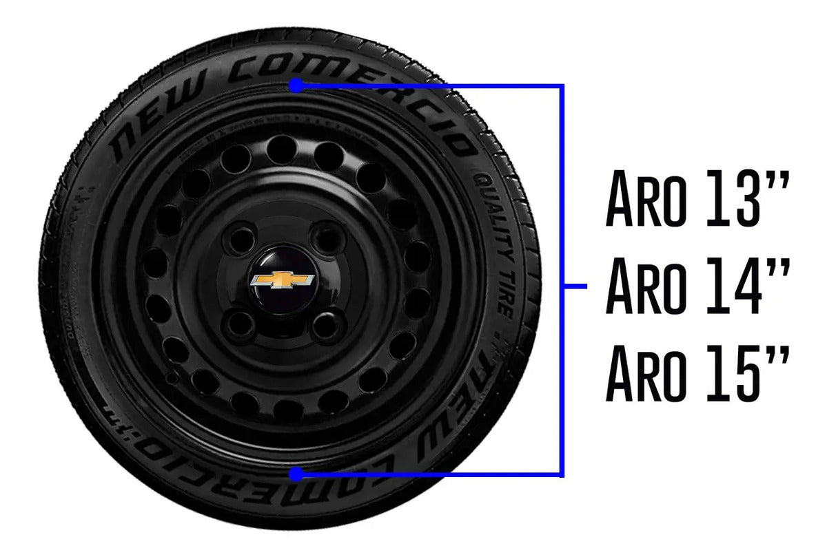 Kit Calotinhas new black Chevrolet Aro 13, 14 e 15 - Emblema Preto