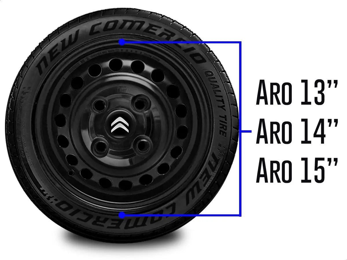 Kit Calotinhas new black Citroen C3 C4 Todos modelos Aro 13, 14 e 15 - Emblema Preto