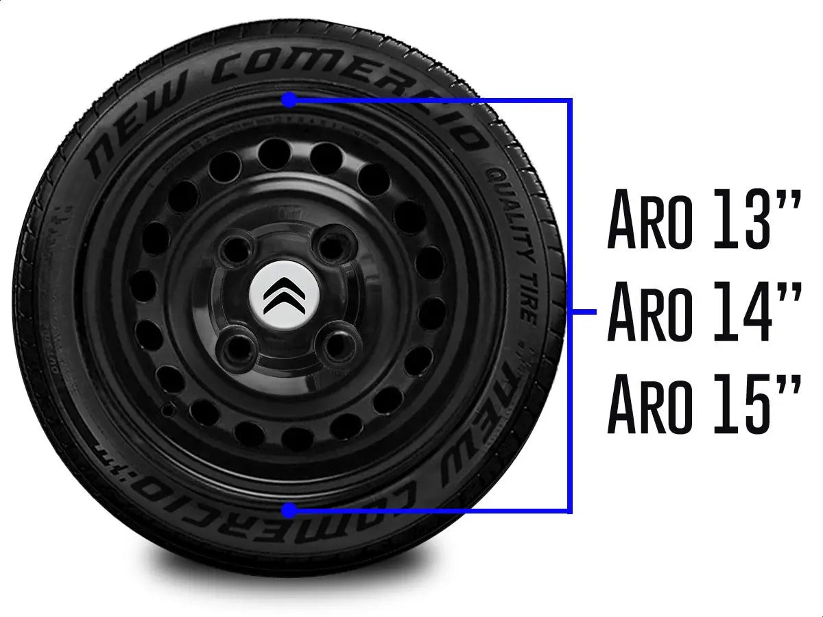 Kit Calotinhas new black Citroen C3 C4 Todos modelos Aro 13, 14 e 15 - Emblema Prata
