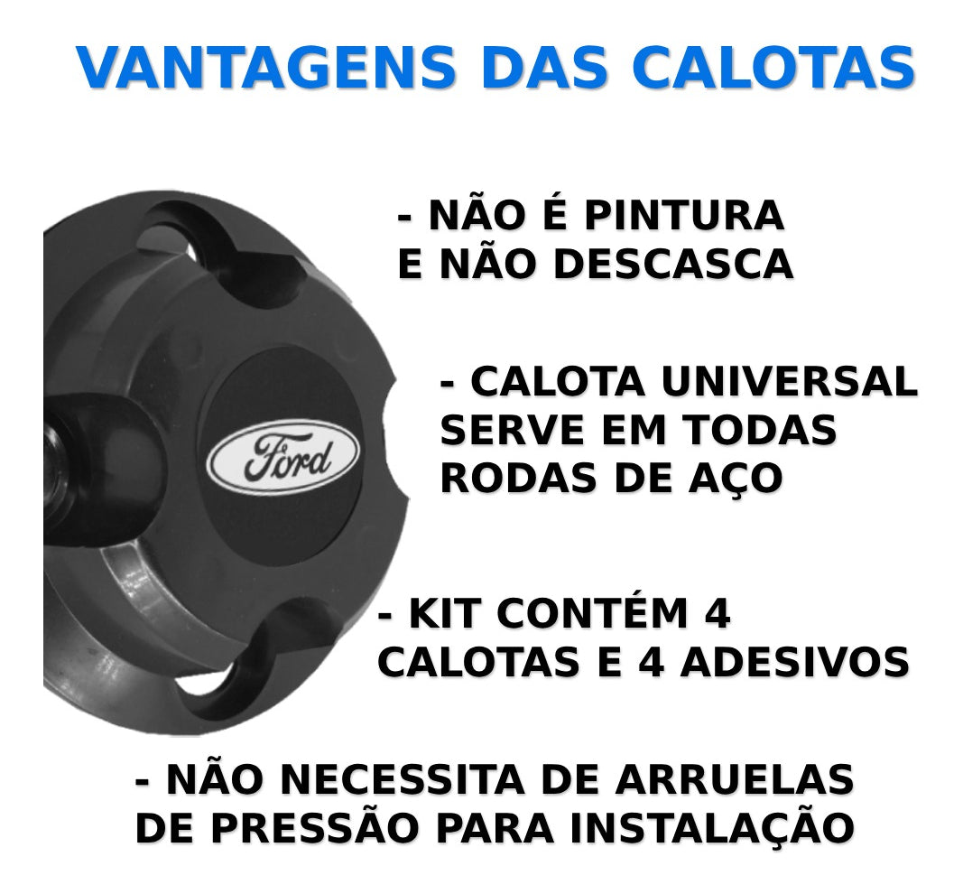 Kit Calotinhas new black Ford Aro 13, 14 e 15 - Ford Preta