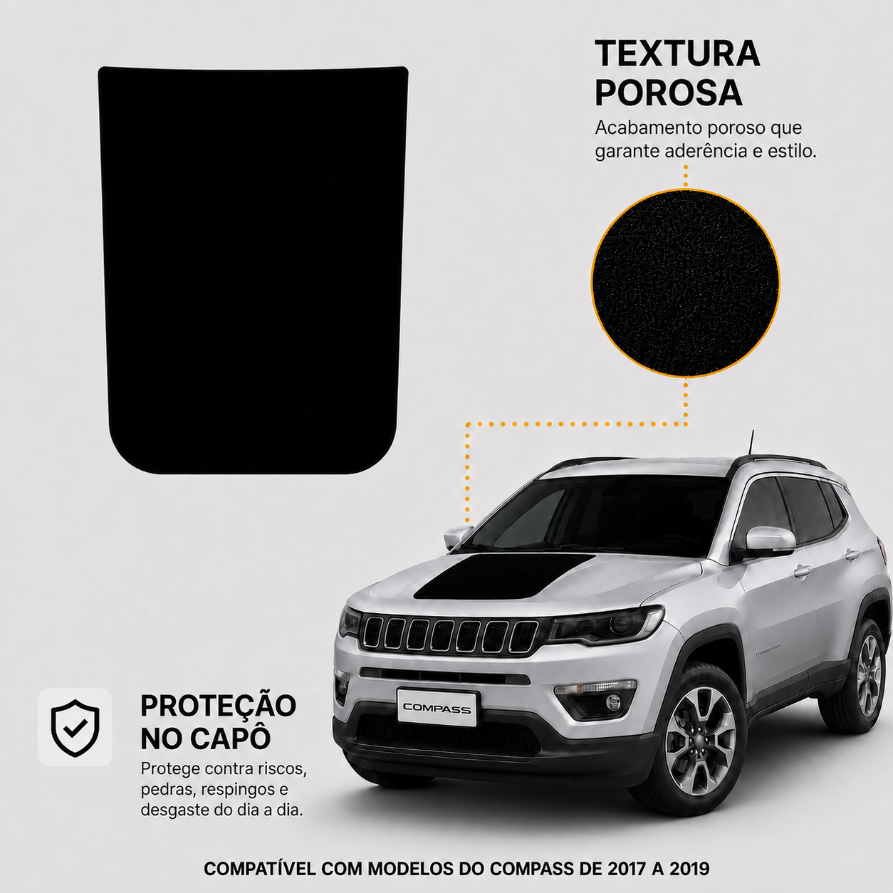 Adesivo para Capô Jeep Compass 2017/2019 Preto Fosco