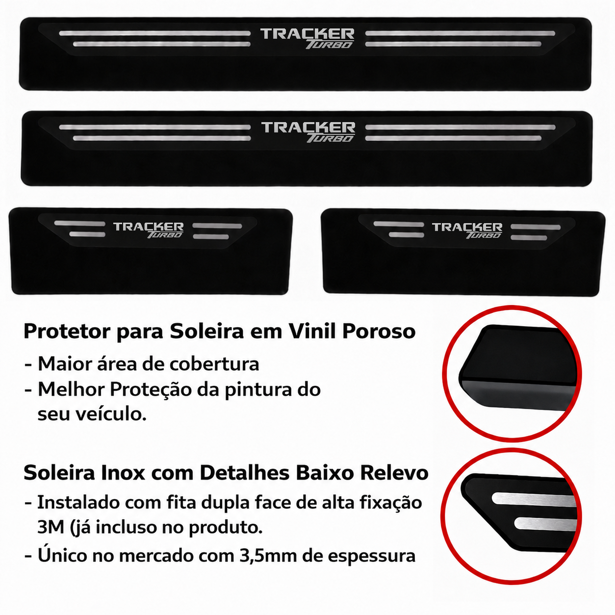 Kit soleira baixo relevo em aço inox Tracker Turbo - BLACK