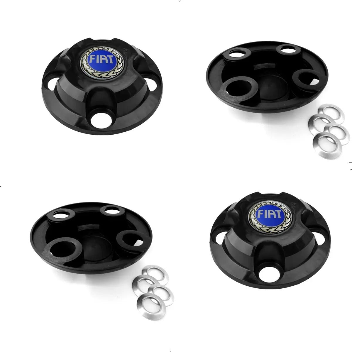 Kit Calotinhas new black Fiat Aro 13, 14 e 15 - Emblema Azul