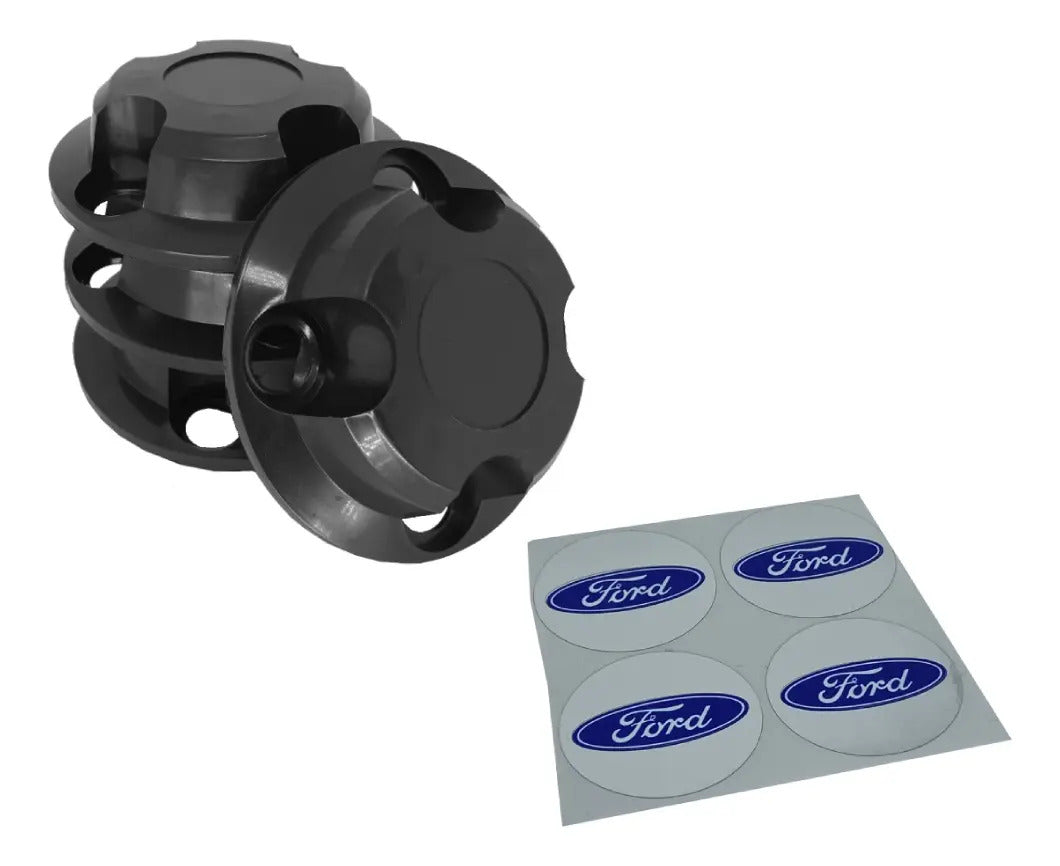 Kit Calotinhas new black Ford Aro 13, 14 e 15 - Ford Azul Fundo Prata