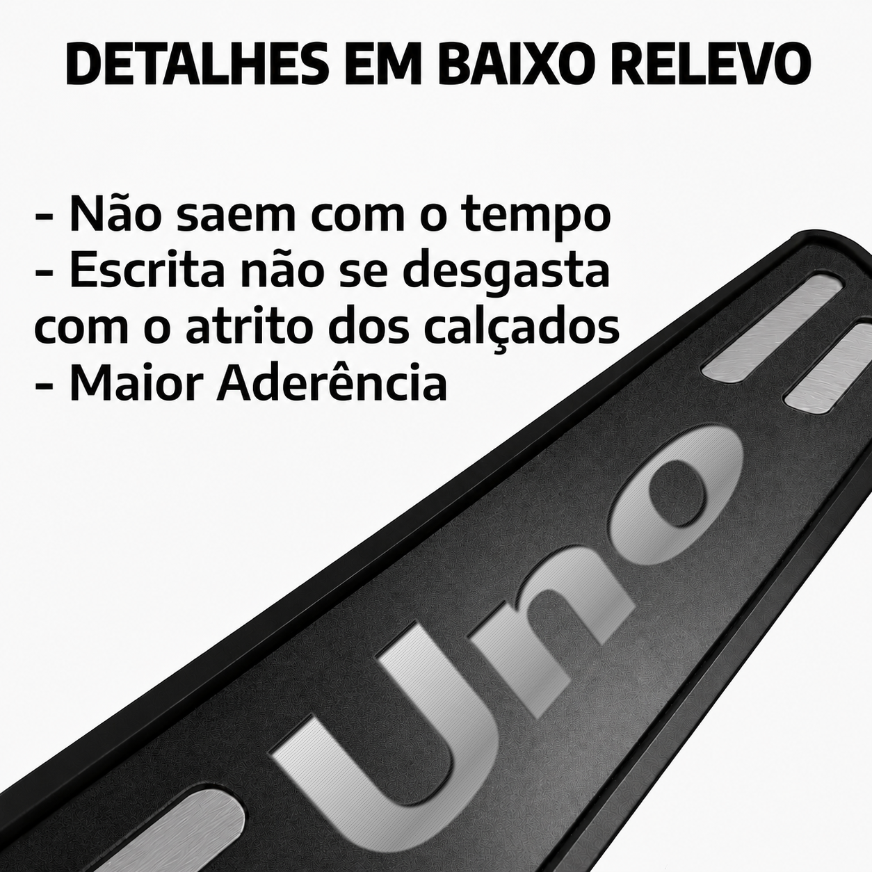 Kit soleira baixo relevo em aço inox Uno Mille - BLACK